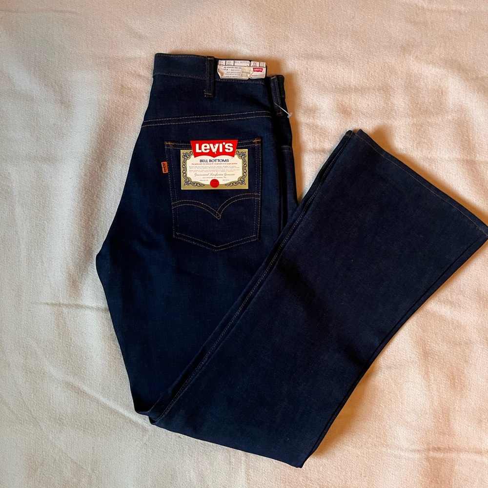 Deadstock Vintage 1970’s Orange Tag Bell Bottom Jeans.
